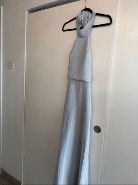 Jenny Yoo Pale Blue Halter Maxi Dress